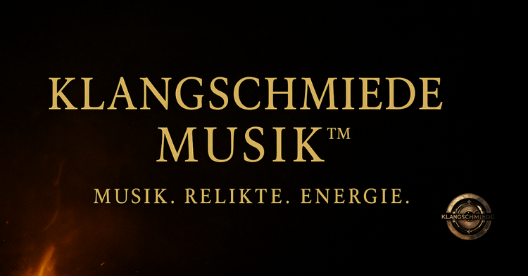 Hero-Banner der Klangschmiede Musik – dunkles Schmiedefeuer mit goldenen Reflexen und atmosphärischem Licht.
